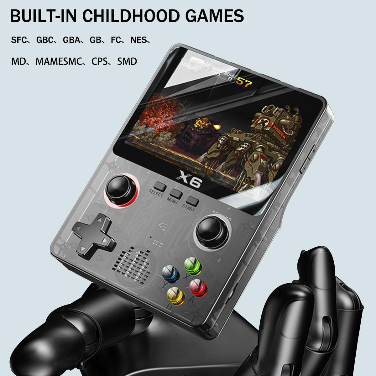Retro-Handheld-Spielkonsole, X6 Retro Spielekonsole, Unterstützt 11 Arten Von Emulatoren, Darunter Mehr Als 10.000 Arten Von Spielen, Duales 3D-Joystick-Design, 3,5-Zoll-Ips-Hd-Farbbildschirm,
