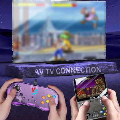 Retro-Handheld-Spielkonsole, X6 Retro Spielekonsole, Unterstützt 11 Arten Von Emulatoren, Darunter Mehr Als 10.000 Arten Von Spielen, Duales 3D-Joystick-Design, 3,5-Zoll-Ips-Hd-Farbbildschirm,