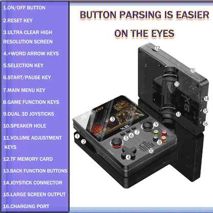 Retro-Handheld-Spielkonsole, X6 Retro Spielekonsole, Unterstützt 11 Arten Von Emulatoren, Darunter Mehr Als 10.000 Arten Von Spielen, Duales 3D-Joystick-Design, 3,5-Zoll-Ips-Hd-Farbbildschirm,