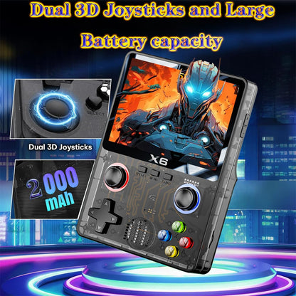 Retro-Handheld-Spielkonsole, X6 Retro Spielekonsole, Unterstützt 11 Arten Von Emulatoren, Darunter Mehr Als 10.000 Arten Von Spielen, Duales 3D-Joystick-Design, 3,5-Zoll-Ips-Hd-Farbbildschirm,