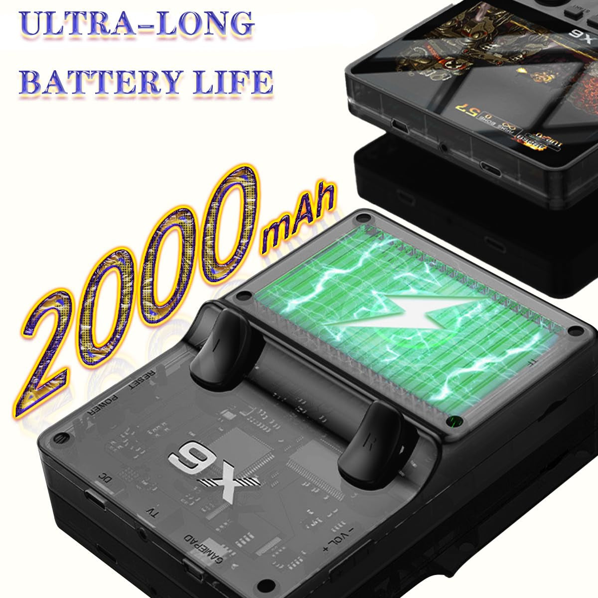 Retro-Handheld-Spielkonsole, X6 Retro Spielekonsole, Unterstützt 11 Arten Von Emulatoren, Darunter Mehr Als 10.000 Arten Von Spielen, Duales 3D-Joystick-Design, 3,5-Zoll-Ips-Hd-Farbbildschirm,