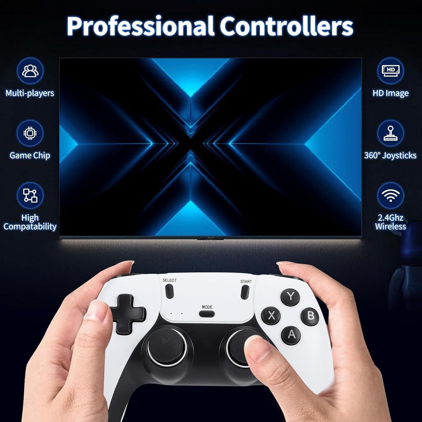 Drahtlose Retro-Gaming-Konsole Mit Über 12.000 Spielen, 4K-Ausgabeunterstützung, Kompatibel Mit Fernseher, Projektor Und Display (64G)